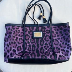 Dolce & Gabbana Purple Cheetah Canvas Tote